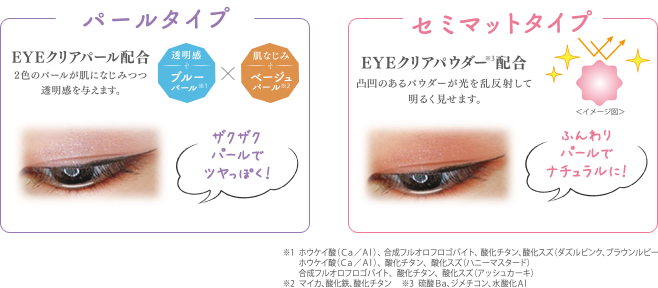 パールタイプ EYEクリアパール配合 セミマットタイプ EYEクリアパウダー配合