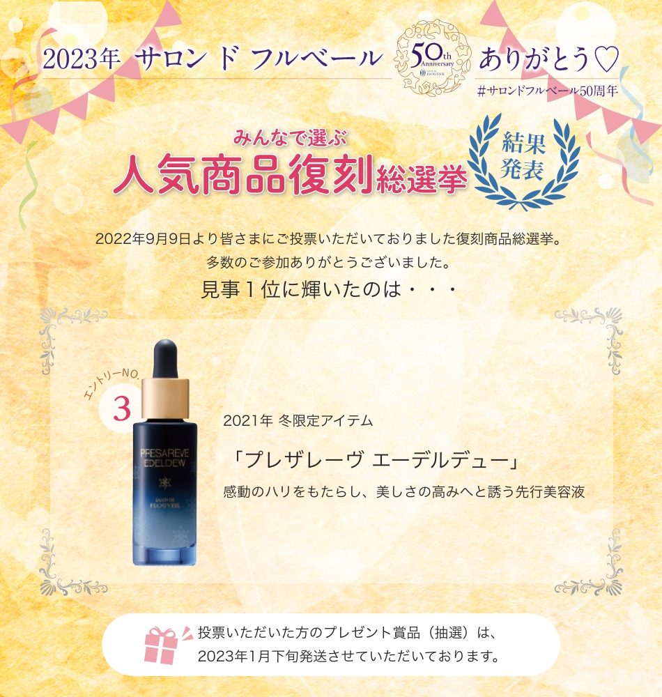 人気商品復刻総選挙結果発表